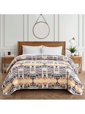 Pendleton Aztec Geometric Plush Throw Blanket in black.